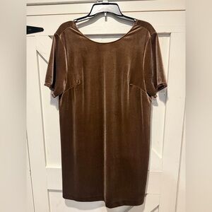 Gentle Fawn Brown Velvet Shift Dress